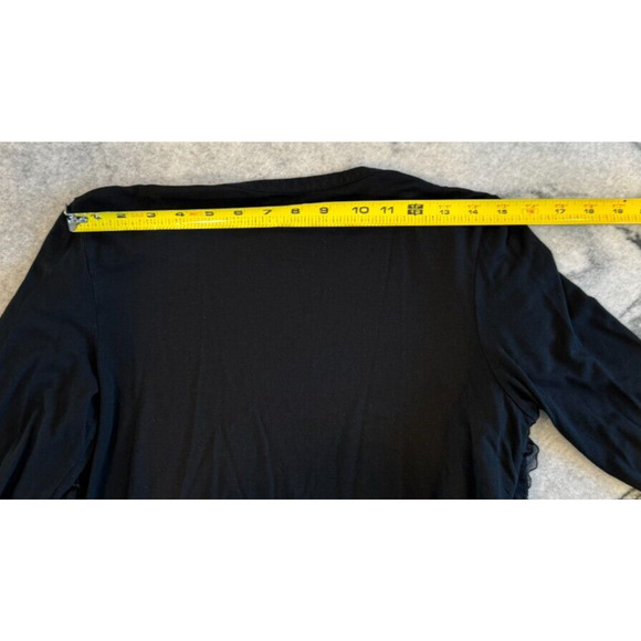 Saks Fifth Avenue Womens S Ruffled Open Front Cardigan Black Ruched Sleeves - Picture 8 of 12